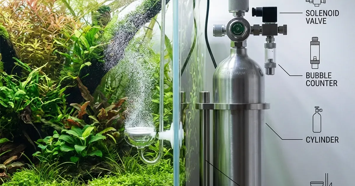 CO2 system aquascape lengkap dengan regulator, solenoid, dan diffuser